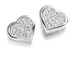 Diamond Heart Cluster Stud Earrings