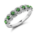 Diamond And Emerald Half Eternity Ring