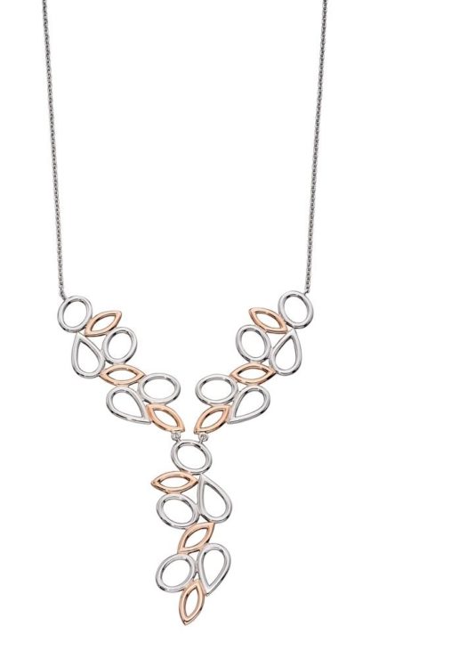 Elements Rose Gold Plated Silver Contrast Shape Necklace