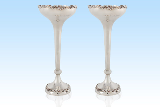 Pair Sterling Silver Vases