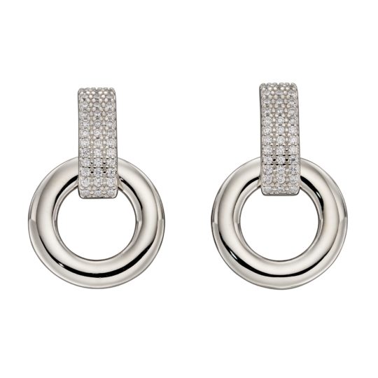 Fiorelli Silver Earrings Pave Set CZ