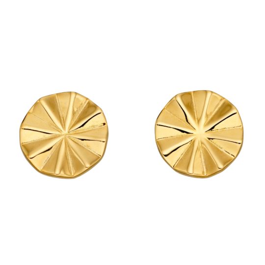 Fiorelli Silver Gold Plated Diamond Cut Bevelled Earrings