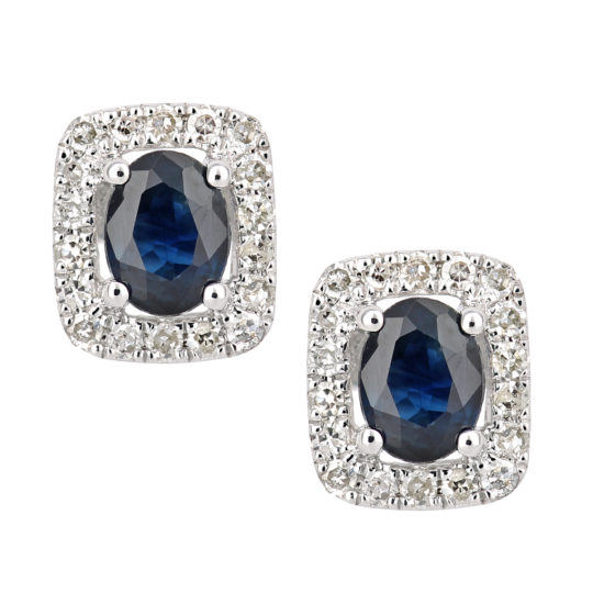 Sapphire & Diamond Stud Earring