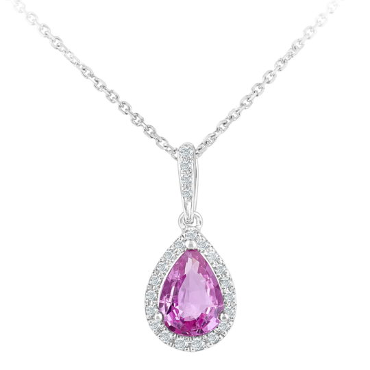 Created Pink Sapphire & Diamond Pendant