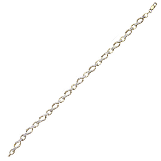 Diamond Set Cross-over link Bracelet
