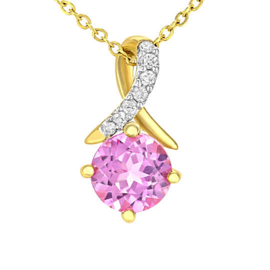 Pink CZ & Diamond Pendant