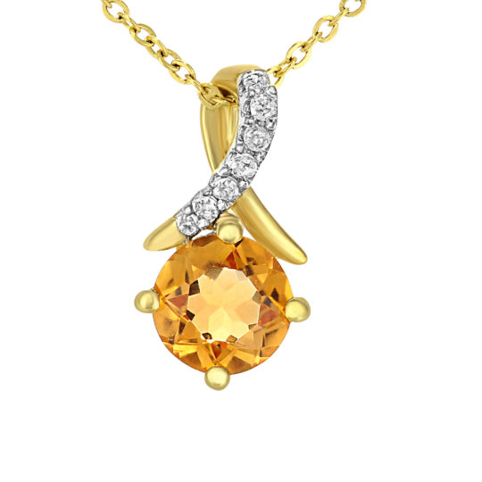 Yellow Citrine & Diamond Pendant