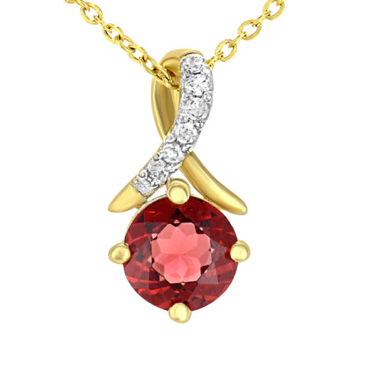 Red Garnet & Diamond Pendant