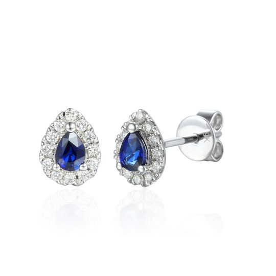 Pear Shape Tanzanite and Diamond Stud Earrings