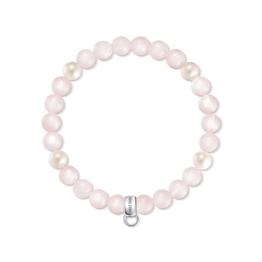 Thomas Sabo Pink & Pearl Charm Bracelet Size 18.5cm