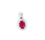 18ct White Gold Diamond and Ruby Pendant