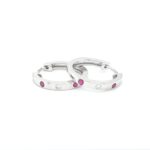9ct White Gold Hoops Diamond and Ruby Set