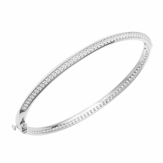 Fiorelli CZ Hinged Silver Bangle