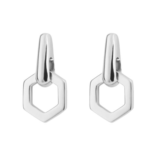 Fiorelli Hexagonal Silver Drop Earrings