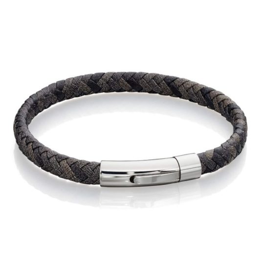 Fred Bennett Grey Woven Leather Bracelet