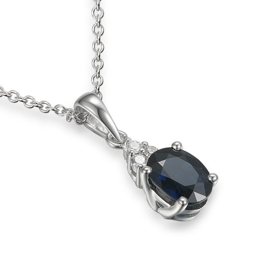 Sapphire & Diamond White Gold Pendant