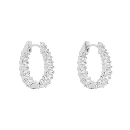 Diamonfire Baguette Set Hoop Earrings