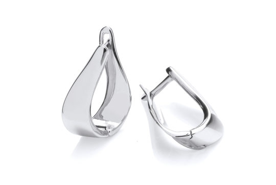 9ct White Gold Ribbon Hoop Earrings