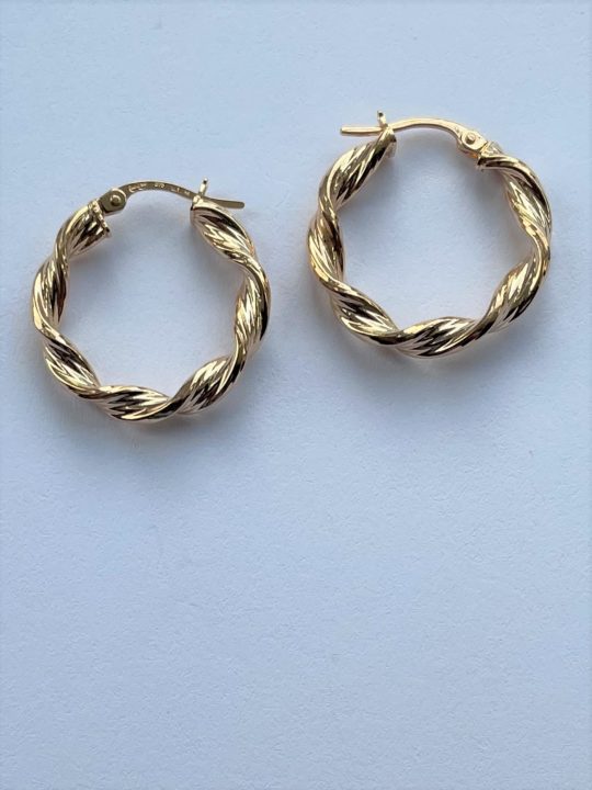 9ct Yellow Gold Rope Hoop