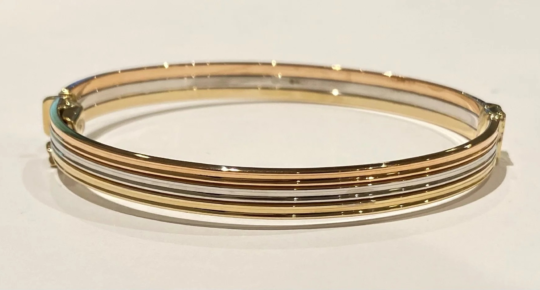 9ct Three Colour Gold Bangle