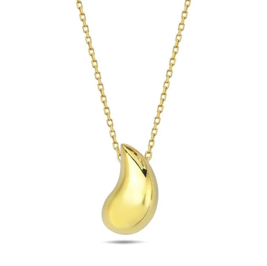 9ct Gold Teardrop Pendant With Chain