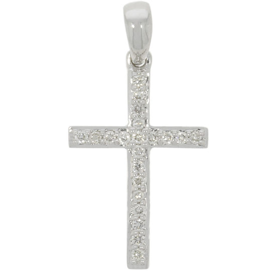 9ct White Gold Diamond Cross