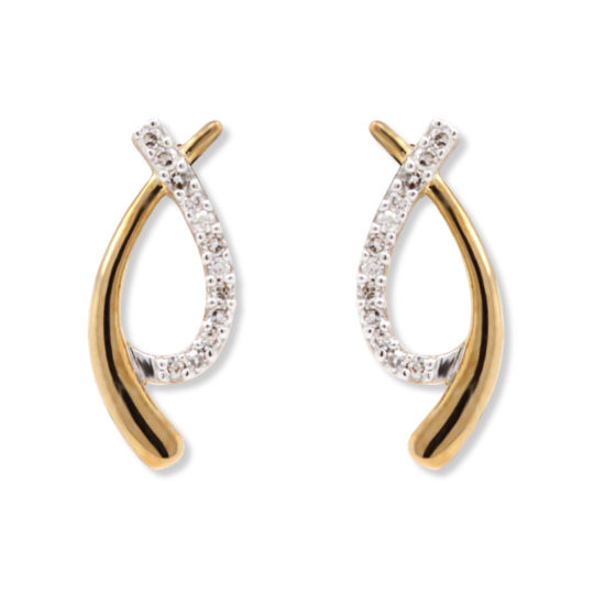 9ct Yellow Gold Diamond Earrings